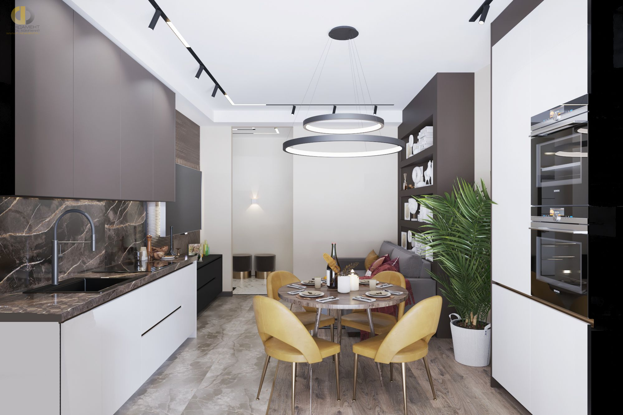 Дизайн кухни в светло-сером цвете - фото