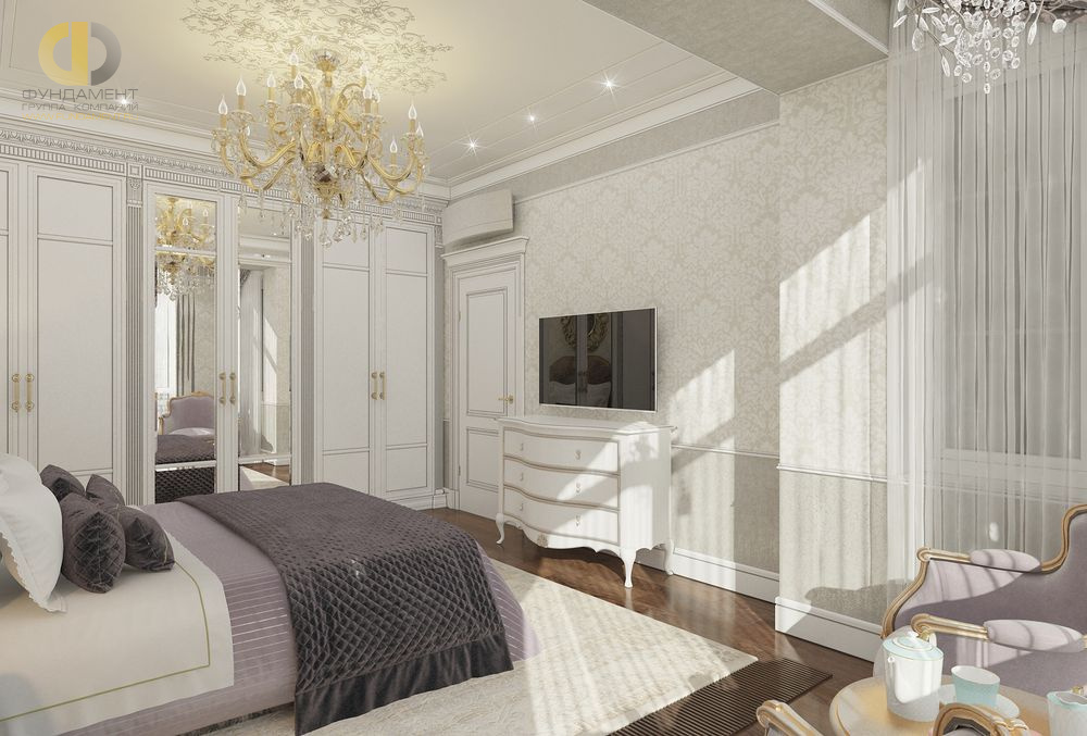 Спальня в стиле дизайна классицизм по адресу г. Москва, ул. Мытная, д. 7, стр. 1, 2017 года