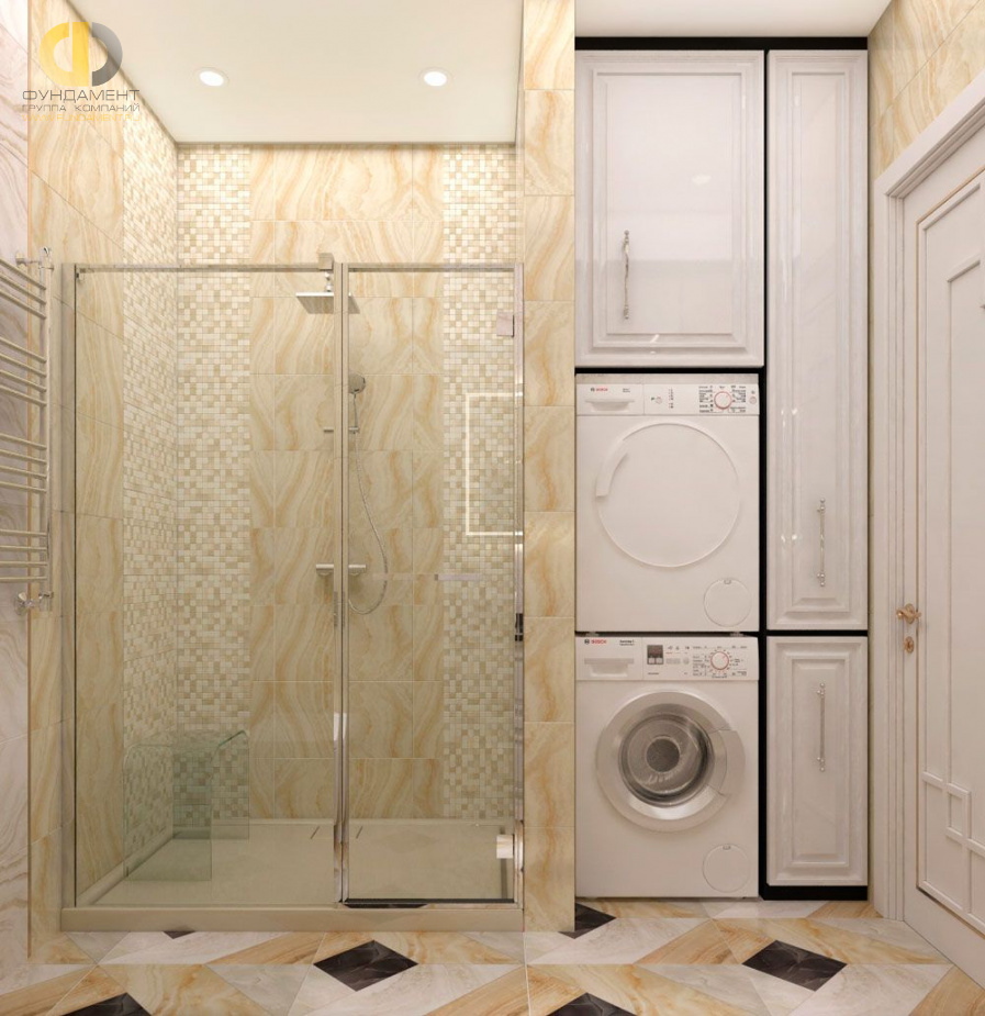 Дизайн интерьера ванной в двухкомнатной квартире 44 кв.м в стиле современная классика8