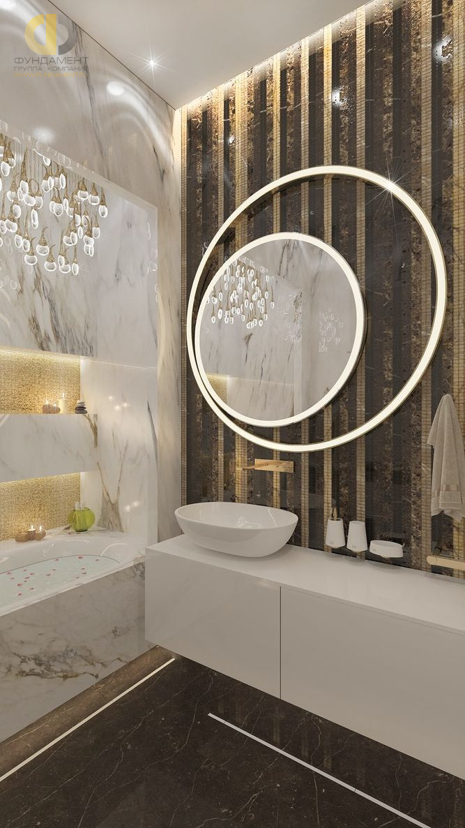Дизайн ванной в сером цвете - фото