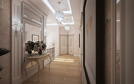 Дизайн интерьера коридора в доме 323 кв.м в классическом стиле13