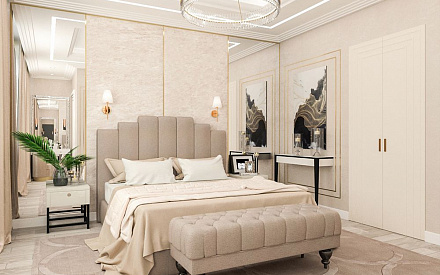 Дизайн интерьера спальни в четырёхкомнатной квартире 131 кв.м в стиле неоклассика9