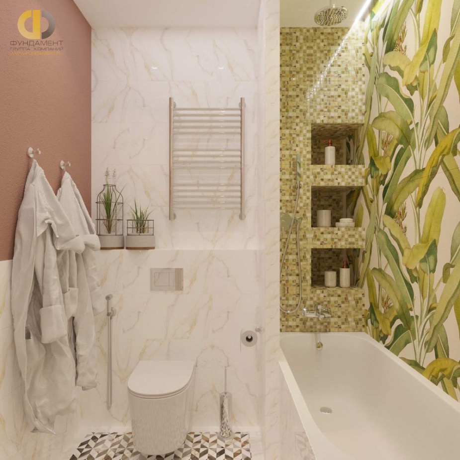 Дизайн интерьера ванной в двухкомнатной квартире 42 кв.м в стиле современная классика