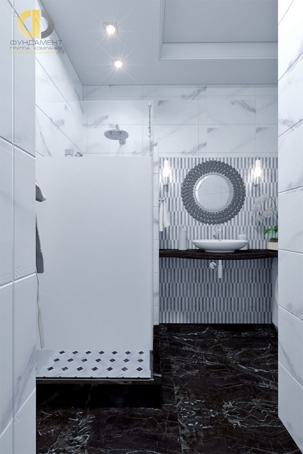 Дизайн интерьера ванной в 3-комнатной квартире 81 кв. м в стиле неоклассика