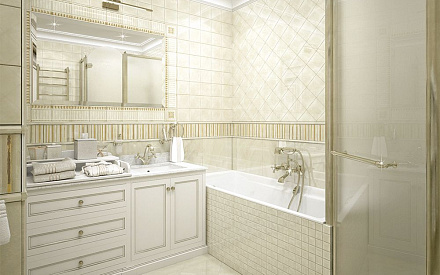 Дизайн интерьера ванной в 5-комнатной квартире 245 кв.м в стиле неоклассика