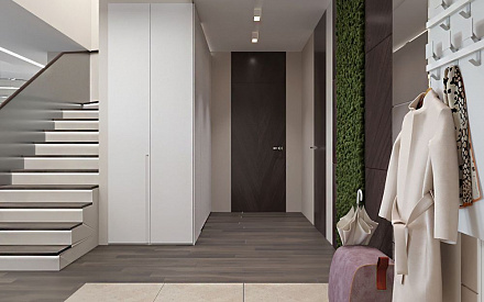 Дизайн интерьера коридора в двухуровневой квартире 198 кв.м в современном стиле