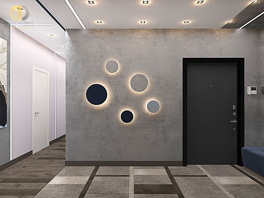 Дизайн интерьера коридора в четырёхкомнатной квартире 107 кв.м в современном стиле8