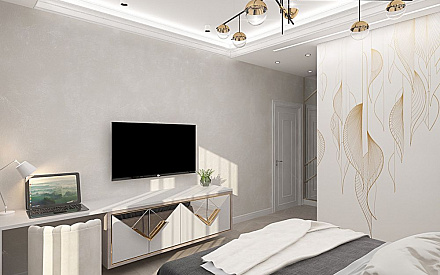 Дизайн интерьера спальни в двухкомнатной квартире 62 кв.м в стиле неоклассика1