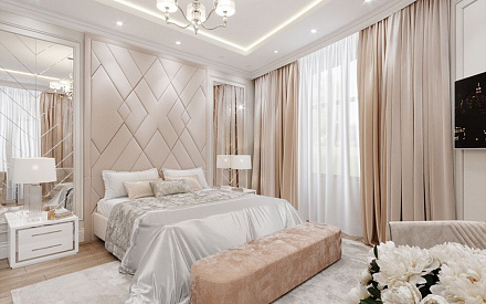Дизайн интерьера спальни в четырёхкомнатной квартире 134 кв.м в стиле современная классика8