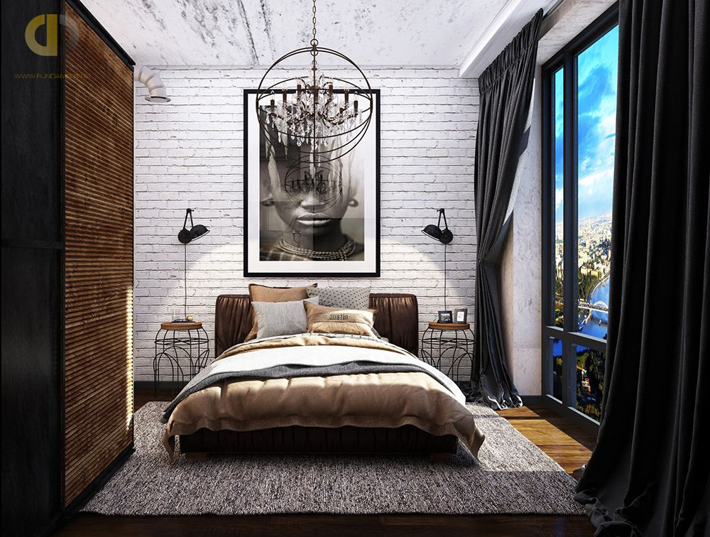 Интерьер спальни в квартире в стиле лофт