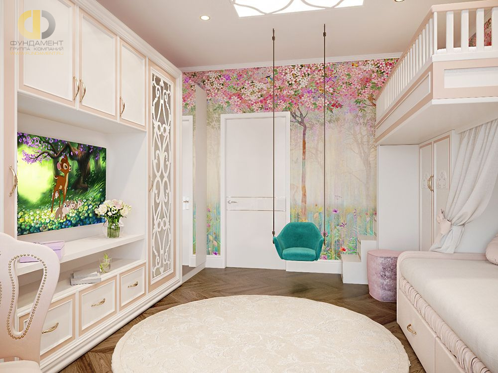 Дизайн интерьера детской в четырёхкомнатной квартире 124 кв.м в стиле неоклассика с элементами ар-деко7