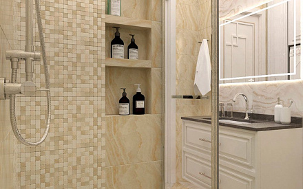 Дизайн интерьера ванной в двухкомнатной квартире 44 кв.м в стиле современная классика6