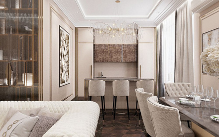 Дизайн интерьера кухни в 3-комнатной квартире 92 кв. м в стиле эклектика 5