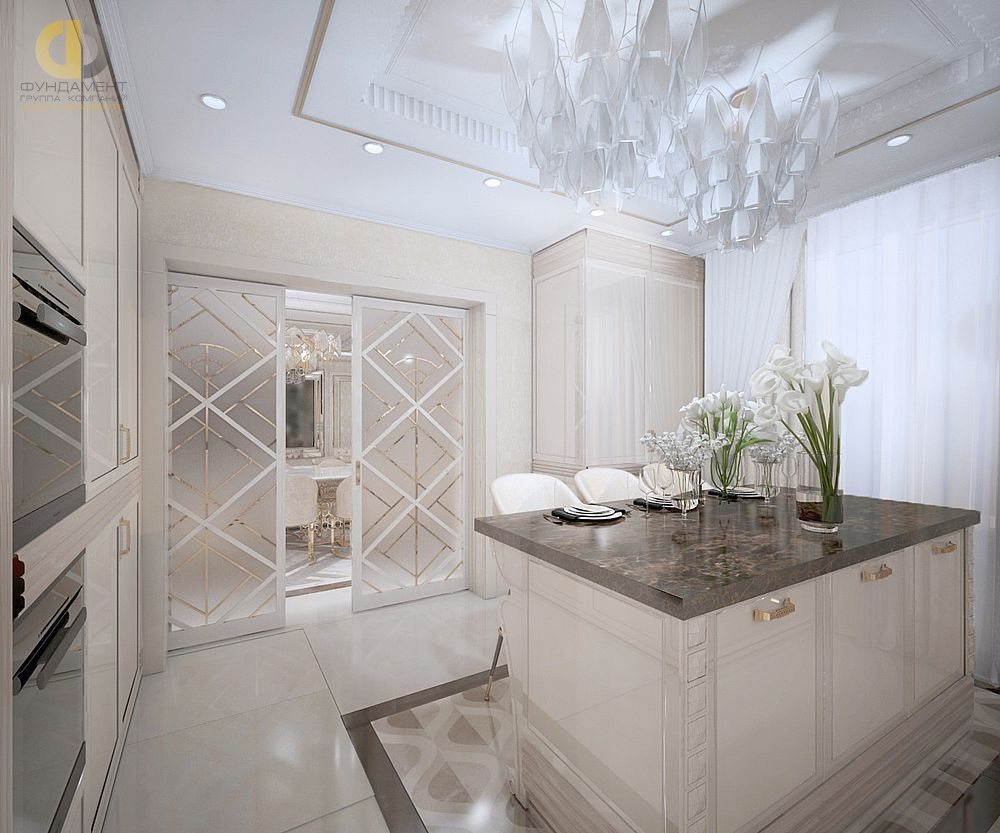 Дизайн интерьера кухни в шестикомнатной квартире 200 кв.м в стиле ар-деко12
