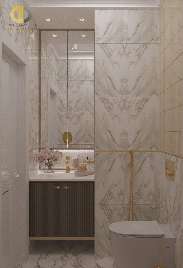 Дизайн интерьера ванной в двухкомнатной квартире 76 кв.м в стиле ар-деко3