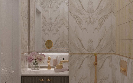 Дизайн интерьера ванной в двухкомнатной квартире 76 кв.м в стиле ар-деко3