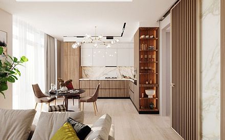 Дизайн интерьера кухни в двухкомнатной квартире 78 кв.м в современном стиле 2