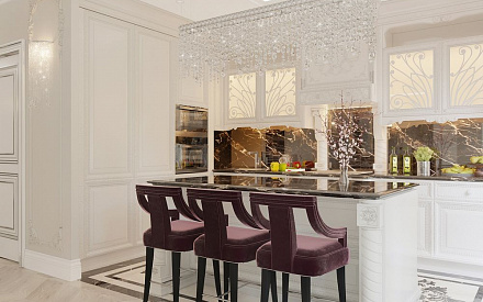 Дизайн интерьера кухни в четырёхкомнатной квартире 132 кв.м в классическом стиле13