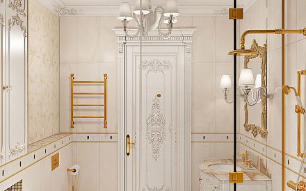 Дизайн интерьера ванной в четырёхкомнатной квартире 144 кв. м в стиле классицизм 27