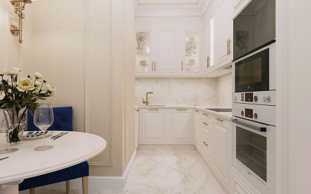 Дизайн интерьера кухни в трёхкомнатной квартире 85 кв.м в стиле неоклассика10
