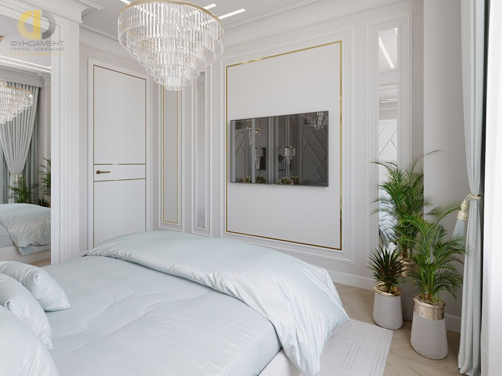 Спальня в стиле дизайна неоклассика по адресу г. Москва, Мичуринский проспект, дом 56, 2021 года