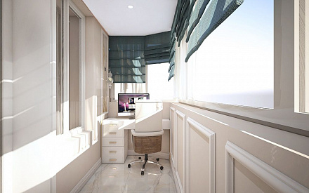 Дизайн интерьера балкона в четырёхкомнатной квартире 121 кв.м в стиле неоклассика с элементами ар-деко17