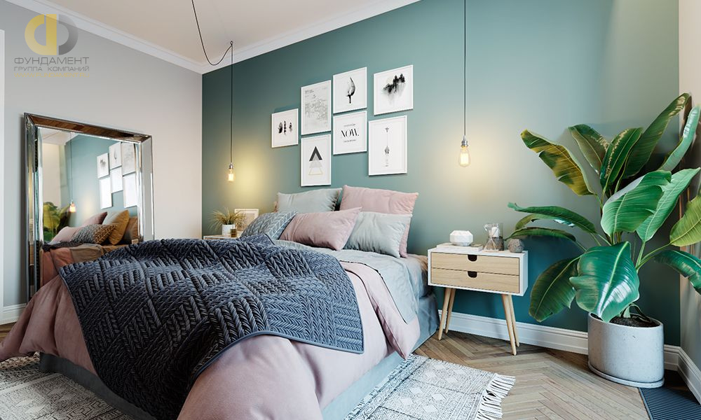 Дизайн спальни в зеленом цвете - фото