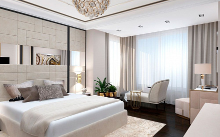 Дизайн интерьера спальни в трёхкомнатной квартире 132 кв.м в современном стиле 26