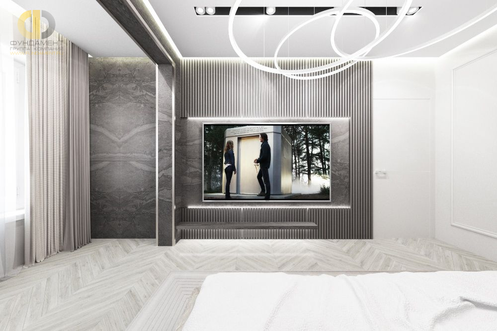 Спальня в стиле дизайна арт-деко (ар-деко) по адресу г. Москва, ул. Корабельная, д. 17, 2019 года