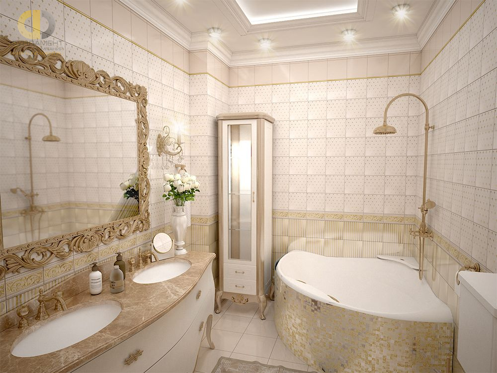 Ванная в стиле дизайна классицизм по адресу г. Москва, ул. Нагорная д. 5, к. 4, 2018 года