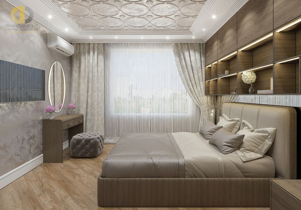 Спальня в стиле дизайна арт-деко (ар-деко) по адресу г. Москва, ул. Народного Ополчения, д. 3, 2018 года