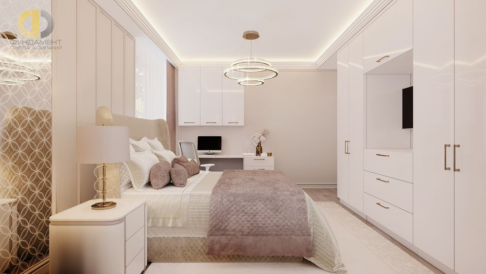 Спальня в стиле дизайна современный по адресу г. Москва, ул. Ярцевская, д. 34с1, 2019 года