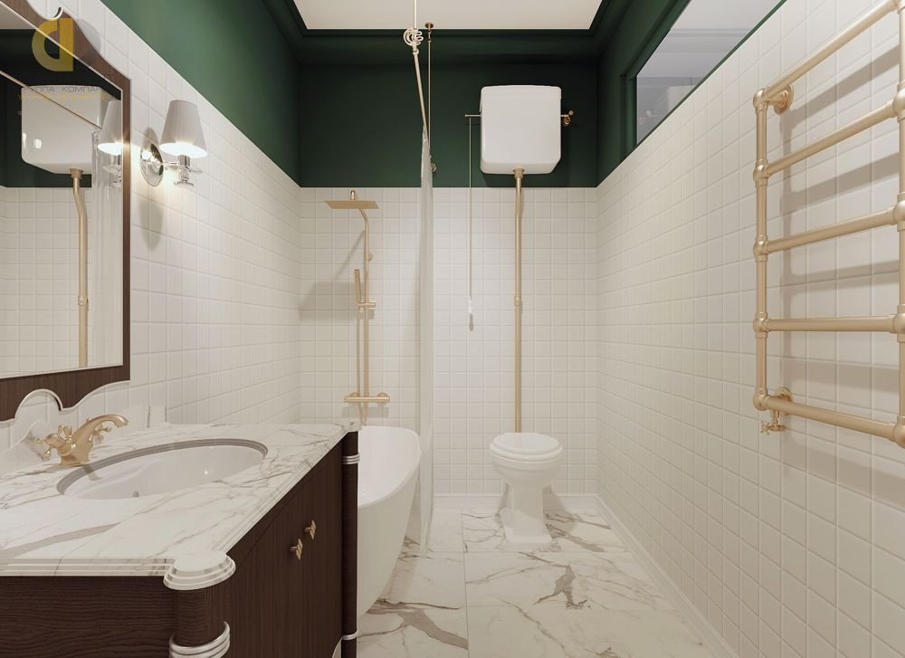Дизайн интерьера ванной в двухкомнатной квартире 64 кв.м в стиле ретро5