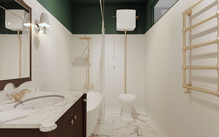 Дизайн интерьера ванной в двухкомнатной квартире 64 кв.м в стиле ретро5