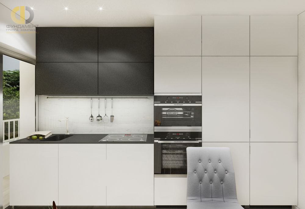 Кухня в стиле дизайна минимализм по адресу Франция, Канны, бульвар Лидер, 77, 2018 года