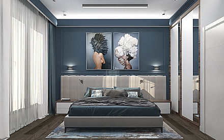 Дизайн интерьера спальни в четырёхкомнатной квартире 107 кв.м в современном стиле3