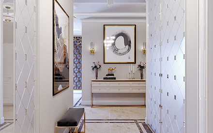 Дизайн интерьера коридора в четырёхкомнатной квартире 142 кв.м в стиле ар-деко