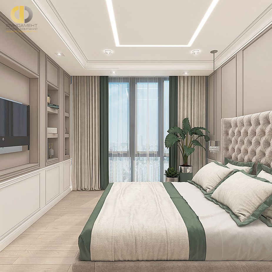 Дизайн интерьера спальни в трёхкомнатной квартире 107 кв.м в стиле неоклассика7