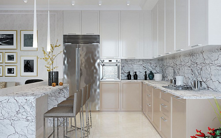 Дизайн интерьера кухни в трёхкомнатной квартире 102 кв.м в стиле современная классика8