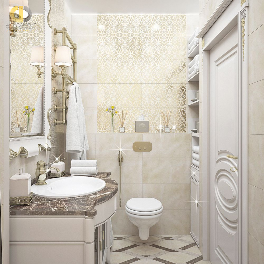 Дизайн интерьера ванной в шестикомнатной квартиры 185 кв.м в стиле неоклассика с элементами ар-деко 19