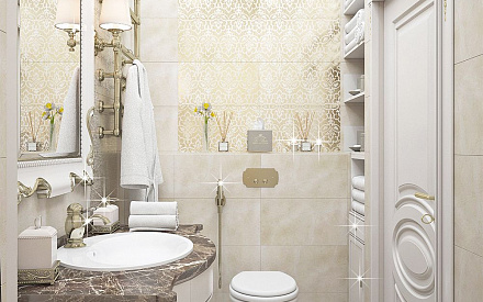 Дизайн интерьера ванной в шестикомнатной квартиры 185 кв.м в стиле неоклассика с элементами ар-деко 19