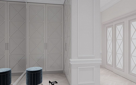 Дизайн интерьера гардероба в 6-комнатной квартире 196 кв. м в стиле классика и прованс 12