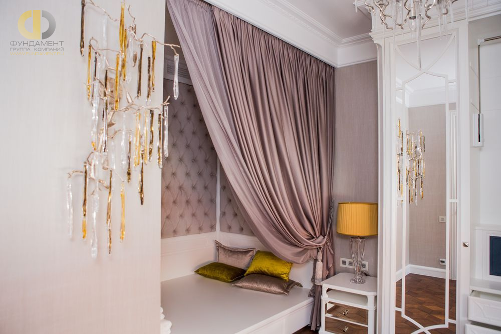 Фото ремонта спальни в пятикомнатной квартире 124 кв.м в стиле ар-деко