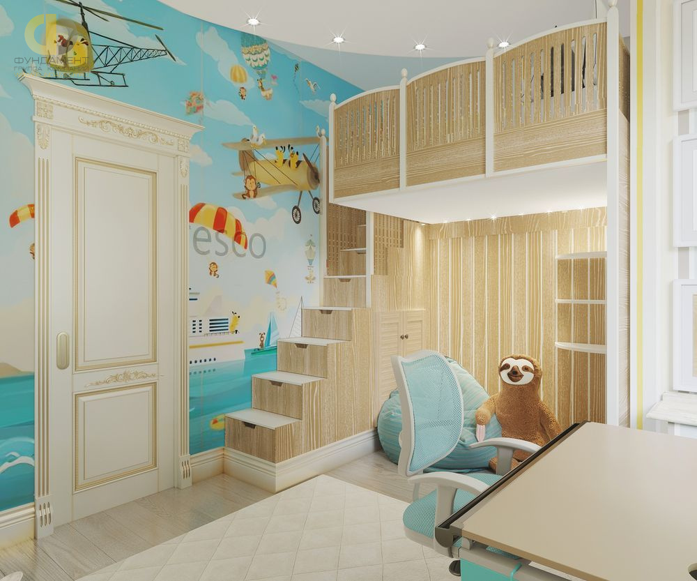 Детская в стиле дизайна классицизм по адресу г. Москва, ул. Верхняя, д. 20, корп. 1, 2019 года