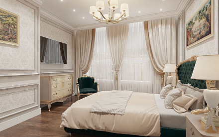 Дизайн интерьера спальни в четырёхкомнатной квартире 163 кв.м в классическом стиле12