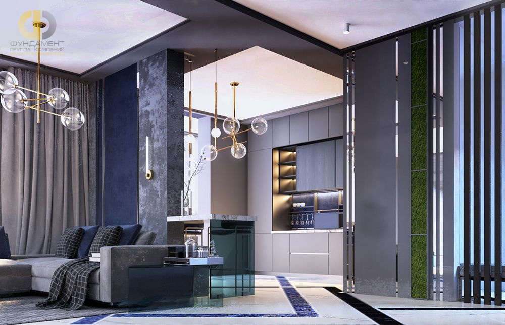 Дизайн современной гостиной с элементами лофта