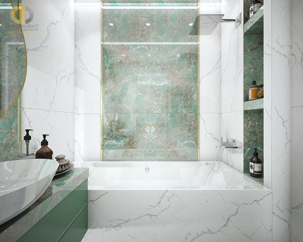 Дизайн интерьера ванной в двухкомнатной квартире 67 кв. м. в современном стиле1