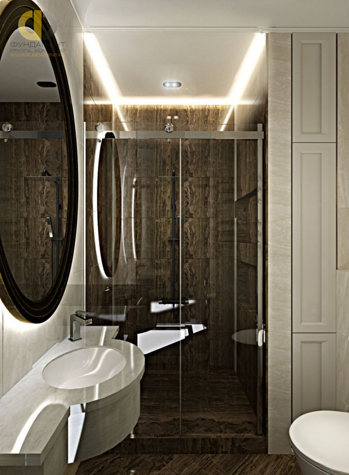 Дизайн интерьера ванной в трёхкомнатной квартире 95 кв.м в стиле ар-деко6