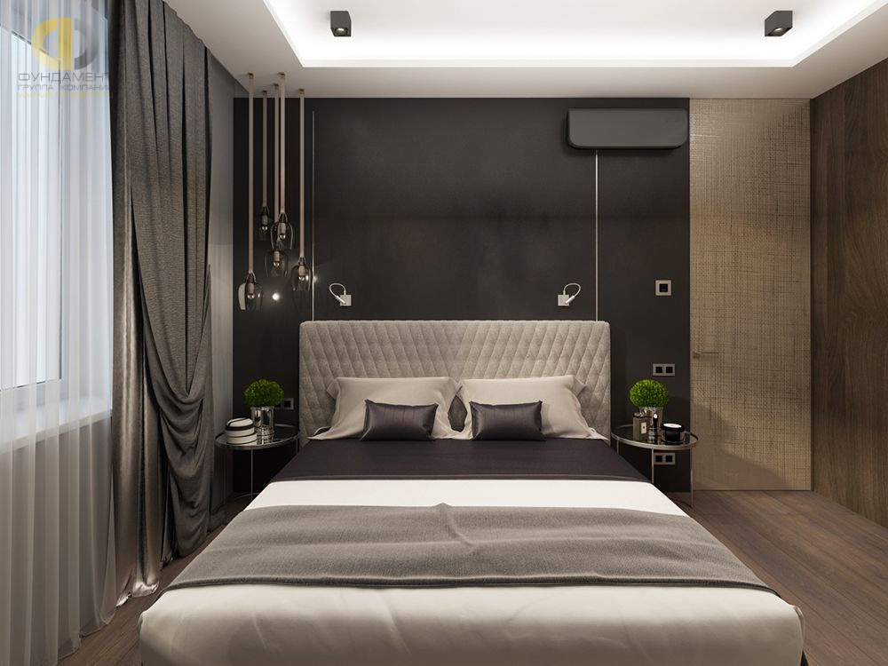 Спальня в стиле дизайна современный по адресу г. Москва, ул. Мосфильмовская, д. 88, к. 7, 2018 года