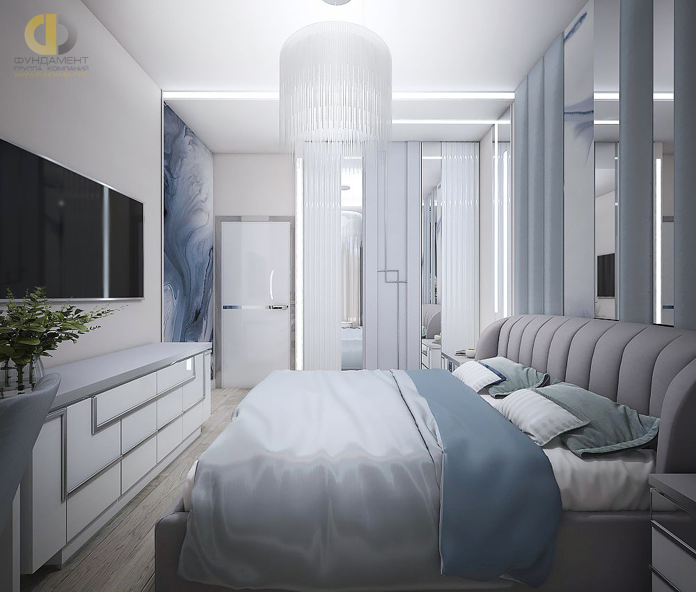 Дизайн интерьера спальни в двухкомнатной квартире 55 кв.м в современном стиле 10